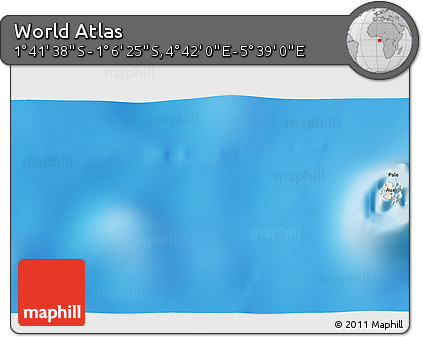 Shaded Relief 3D Map of the Area around 1° 24' 2" S, 5° 10' 30" E