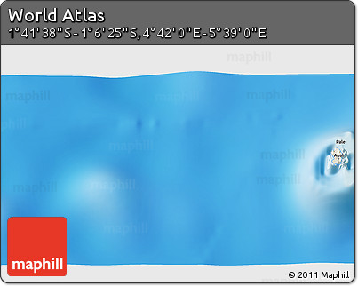 Shaded Relief 3D Map of the Area around 1° 24' 2" S, 5° 10' 30" E