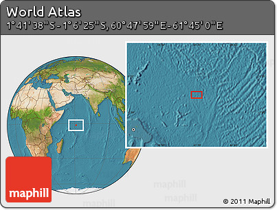 Satellite Location Map of the Area around 1° 24' 2" S, 61° 16' 29" E
