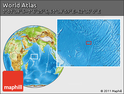 Physical Location Map of the Area around 1° 24' 2" S, 62° 7' 30" E