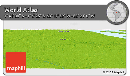 Physical Panoramic Map of the Area around 1° 24' 2" S, 62° 49' 30" W