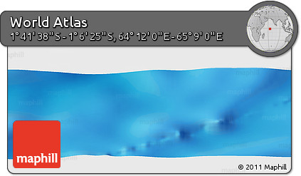 Physical Panoramic Map of the Area around 1° 24' 2" S, 64° 40' 30" E