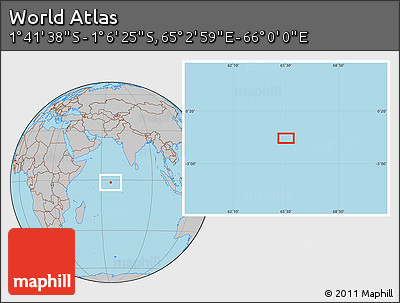 Gray Location Map of the Area around 1° 24' 2" S, 65° 31' 30" E