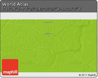 Physical 3D Map of the Area around 1° 24' 2" S, 65° 22' 30" W
