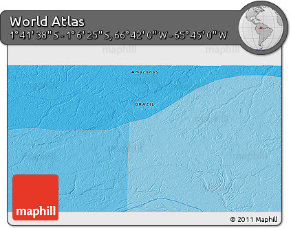 Political 3D Map of the Area around 1° 24' 2" S, 66° 13' 29" W