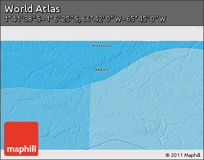Political 3D Map of the Area around 1° 24' 2" S, 66° 13' 29" W