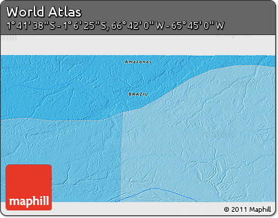 Political 3D Map of the Area around 1° 24' 2" S, 66° 13' 29" W