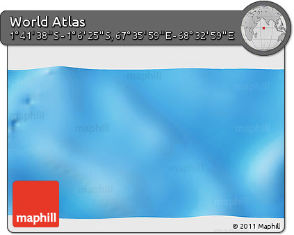 Shaded Relief 3D Map of the Area around 1° 24' 2" S, 68° 4' 29" E