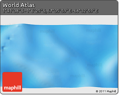 Shaded Relief 3D Map of the Area around 1° 24' 2" S, 68° 4' 29" E