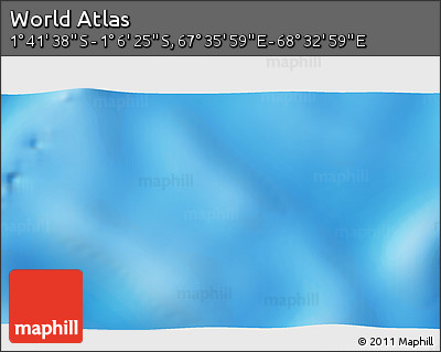 Shaded Relief 3D Map of the Area around 1° 24' 2" S, 68° 4' 29" E