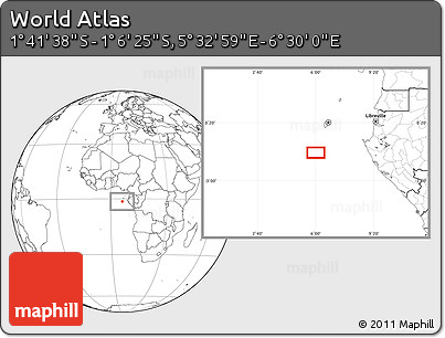 Blank Location Map of the Area around 1° 24' 2" S, 6° 1' 30" E