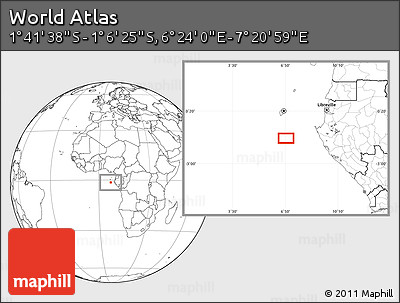 Blank Location Map of the Area around 1° 24' 2" S, 6° 52' 30" E