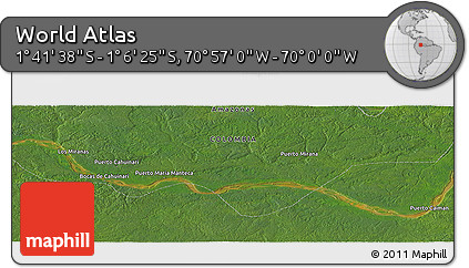 Satellite Panoramic Map of the Area around 1° 24' 2" S, 70° 28' 29" W