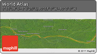 Satellite Panoramic Map of the Area around 1° 24' 2" S, 70° 28' 29" W