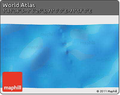 Shaded Relief 3D Map of the Area around 1° 24' 2" S, 71° 28' 29" E