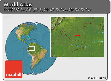 Satellite Location Map of the Area around 1° 24' 2" S, 71° 19' 29" W