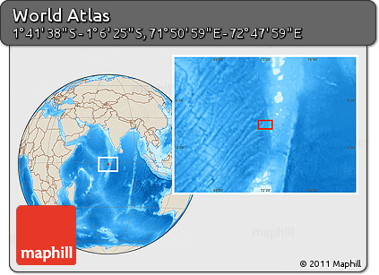 Shaded Relief Location Map of the Area around 1° 24' 2" S, 72° 19' 29" E