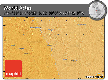 Political Map of the Area around 1° 24' 2" S, 72° 10' 30" W