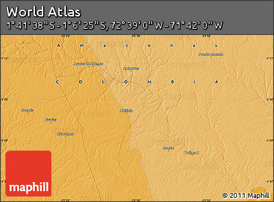 Political Map of the Area around 1° 24' 2" S, 72° 10' 30" W
