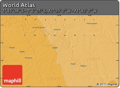 Political Map of the Area around 1° 24' 2" S, 72° 10' 30" W