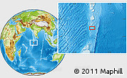 Physical Location Map of the area around 1° 24' 2" S, 73° 10' 30" E