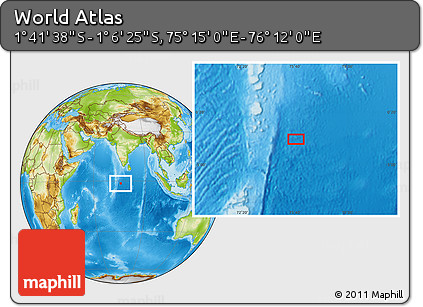 Physical Location Map of the Area around 1° 24' 2" S, 75° 43' 29" E