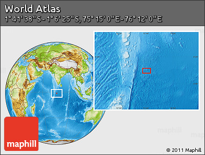 Physical Location Map of the Area around 1° 24' 2" S, 75° 43' 29" E