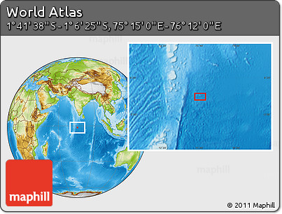 Physical Location Map of the Area around 1° 24' 2" S, 75° 43' 29" E