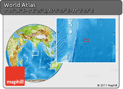 Physical Location Map of the Area around 1° 24' 2" S, 76° 34' 29" E