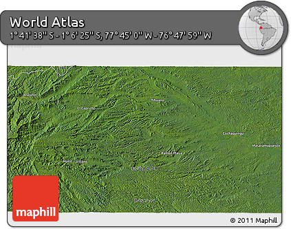 Satellite 3D Map of the Area around 1° 24' 2" S, 77° 16' 30" W