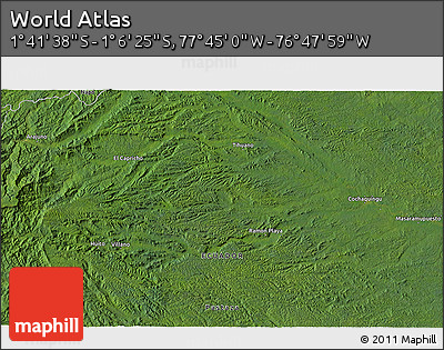 Satellite 3D Map of the Area around 1° 24' 2" S, 77° 16' 30" W