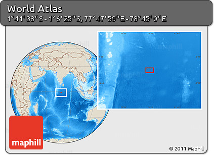 Shaded Relief Location Map of the Area around 1° 24' 2" S, 78° 16' 30" E