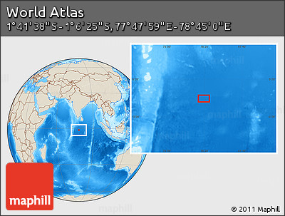 Shaded Relief Location Map of the Area around 1° 24' 2" S, 78° 16' 30" E