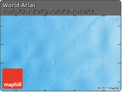 Physical Map of the Area around 1° 24' 2" S, 7° 43' 29" E