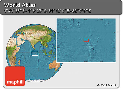 Satellite Location Map of the Area around 1° 24' 2" S, 81° 40' 30" E