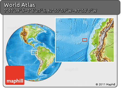 Physical Location Map of the Area around 1° 24' 2" S, 82° 22' 30" W