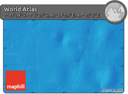 Physical Map of the Area around 1° 24' 2" S, 86° 46' 30" E