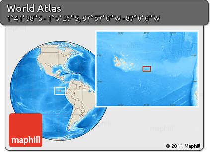 Shaded Relief Location Map of the Area around 1° 24' 2" S, 87° 28' 29" W