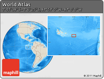 Shaded Relief Location Map of the Area around 1° 24' 2" S, 87° 28' 29" W