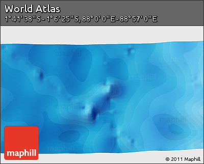 Political 3D Map of the Area around 1° 24' 2" S, 88° 28' 29" E