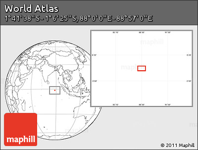 Blank Location Map of the Area around 1° 24' 2" S, 88° 28' 29" E