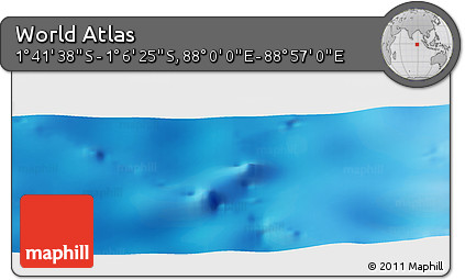 Shaded Relief Panoramic Map of the Area around 1° 24' 2" S, 88° 28' 29" E