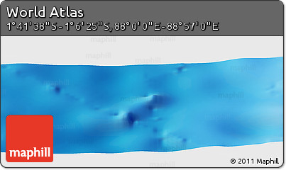 Shaded Relief Panoramic Map of the Area around 1° 24' 2" S, 88° 28' 29" E