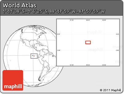 Blank Location Map of the Area around 1° 24' 2" S, 88° 19' 29" W