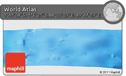 Shaded Relief Panoramic Map of the Area around 1° 24' 2" S, 89° 19' 29" E