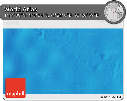Shaded Relief 3D Map of the Area around 1° 24' 2" S, 91° 52' 30" E