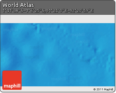 Shaded Relief 3D Map of the Area around 1° 24' 2" S, 91° 52' 30" E