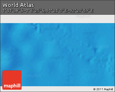 Shaded Relief 3D Map of the Area around 1° 24' 2" S, 91° 52' 30" E
