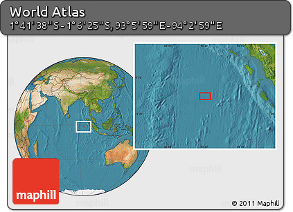 Satellite Location Map of the Area around 1° 24' 2" S, 93° 34' 29" E