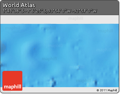 Shaded Relief 3D Map of the Area around 1° 24' 2" S, 93° 25' 30" W